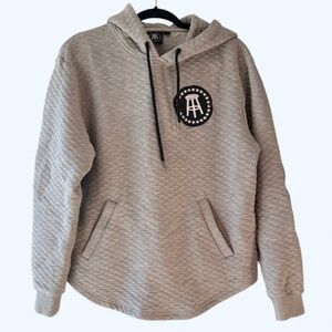Barstool Sports Men's Premium Quilted Hoodie Sweatshirt Elbow Patch Gray Size L